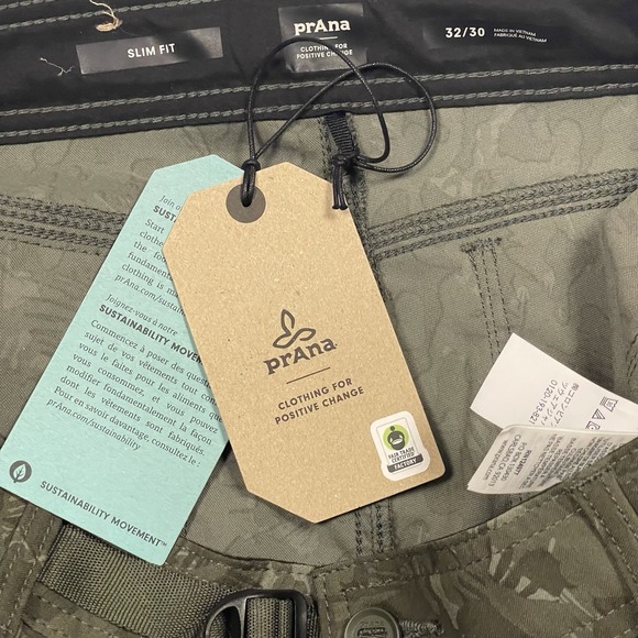 Prana Stretch Zion Pants II Men's Size 32X30 Evergreen Camo Roll Hem Hybrid NWT - Picture 8 of 8